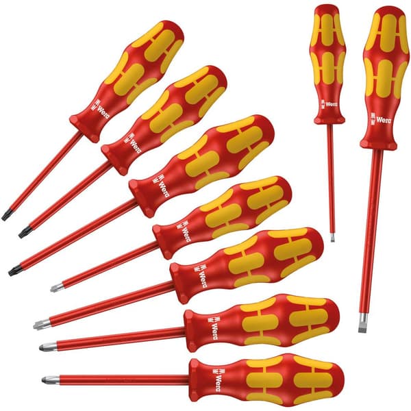 Wera 160i/162i/167i/9 Skruvmejsel set VDE 9 delar Spår, Stjärnspår Phillips, Stjärnspår Pozidriv, Inner-TORX