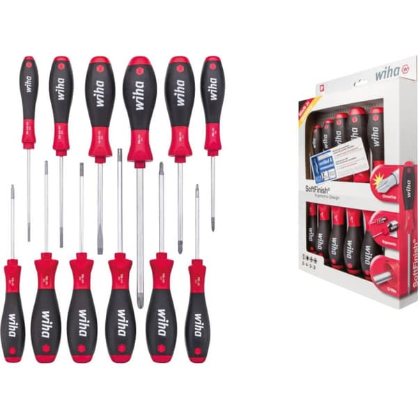 Wiha Skruvmejsel set Verkstad 12 delar Spår, Inner-TORX, Stjärnspår Pozidriv, Stjärnspår Phillips