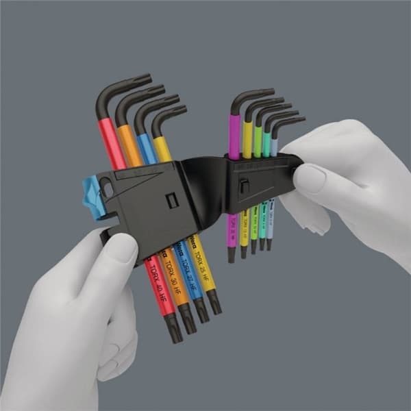 Wera Multicolour Inner-TORX Vinkelskruvmejselset T 8, T 9, T 10, T 15, T 20, T 25, T 27, T 30, T 40 9 delar
