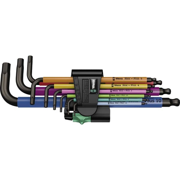 Wera 950 SPKL Inner-sexkantig Vinkelskruvmejselset 1.5 mm, 2 mm, 2.5 mm, 3 mm, 4 mm, 5 mm, 6 mm, 8 mm, 10 mm 9 delar