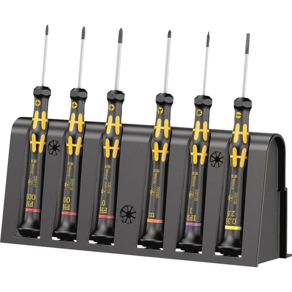 Wera 1550/6 ESD Skruvmejsel set ESD 6 delar Spår, Stjärnspår Phillips, TORX Plus, Microstix