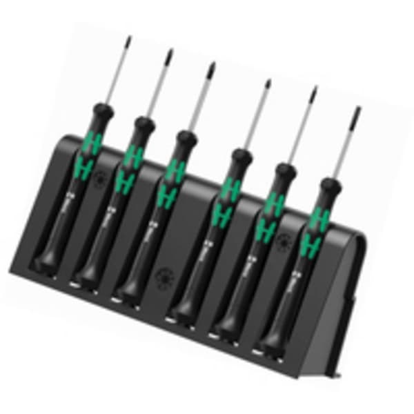 Wera 2050/6 Skruvmejsel set Elektronik och finmekanik 6 delar Spår, Stjärnspår Phillips, TORX Plus, Microstix