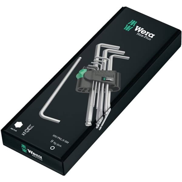 Wera 950 PKL/7 SM N Inner-sexkantig Vinkelskruvmejselset 1.5 mm, 2 mm, 2.5 mm, 3 mm, 4 mm, 5 mm, 6 mm 7 delar
