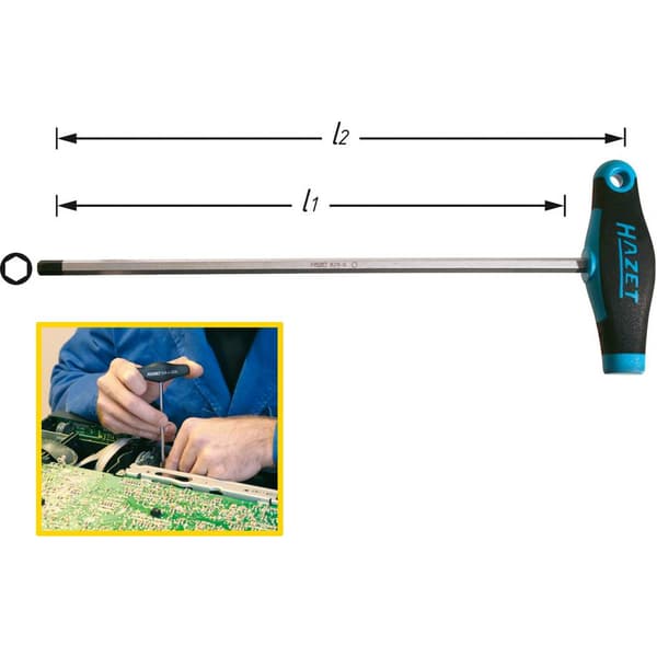 Hazet Verkstad Insexnyckel-skruvmejsel Nyckelvidd (metrisk): 2 mm Klinglängd: 100 mm Mått - Längd: 118 mm