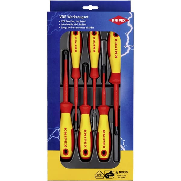 Knipex Skruvmejsel set VDE Spår, Stjärnspår Phillips, Stjärnspår Pozidriv