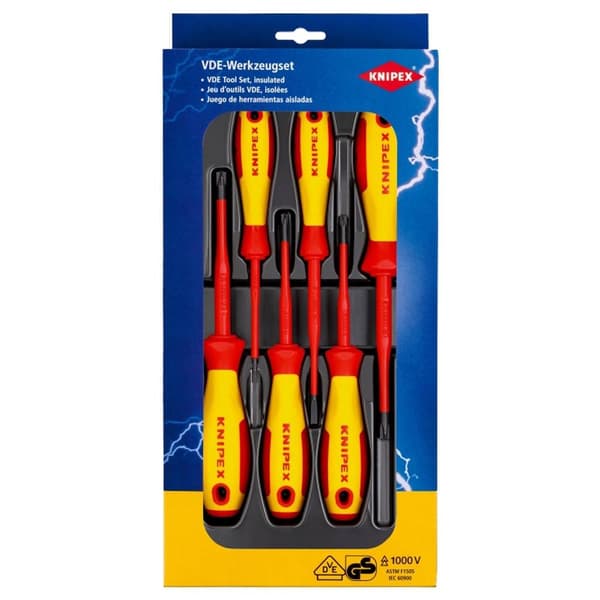 Knipex Skruvmejsel set VDE 6 delar Plus/Minus