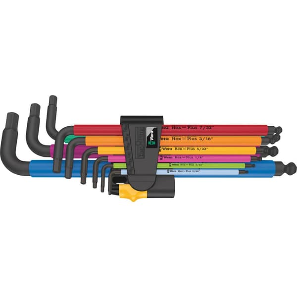 Wera 950/9 Hex-Plus Multicolour Imperial 2 Inner-sexkantig Vinkelskruvmejselset 1/4 tum, 3/16 tum, 1/8 tum, 5/64 tum, 5
