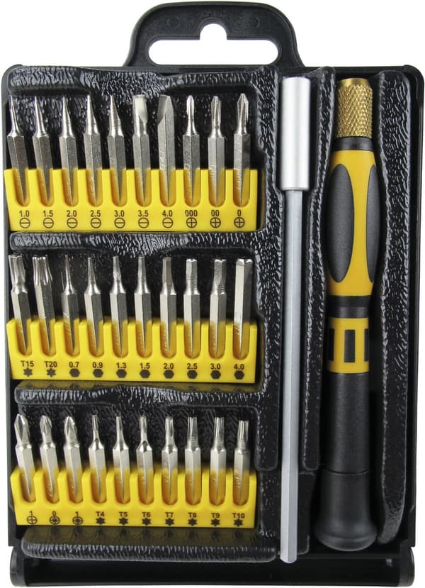 Precision bit kit w/ a handle bit holder and 30 bits orange