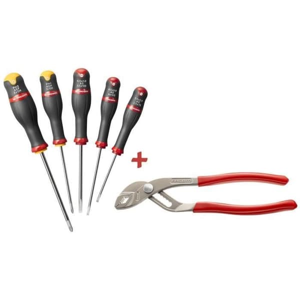 FACOM-SÄTT MED 5 SKRUVDREJARE + 1 MULTI-GRIP-TANG
