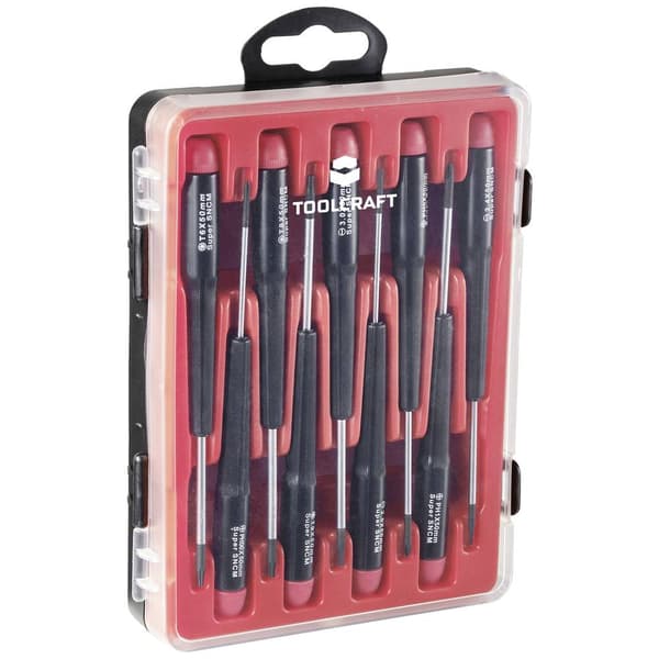 TOOLCRAFT Skruvmejsel set 9 delar Spår, Stjärnspår Phillips, T-Profil