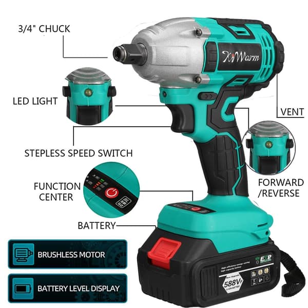 Batteri Impact Driver Ratchet batteri Skruetrækker Børsteløs til Makita 18V med 2 batterier