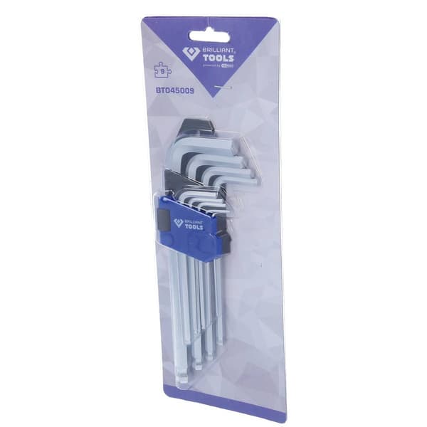 Brilliant Tools BT045009 Vinkelskruvmejselset 1.5 mm, 2 mm, 2.5 mm, 3 mm, 4 mm, 5 mm, 6 mm, 8 mm, 10 mm 9 delar