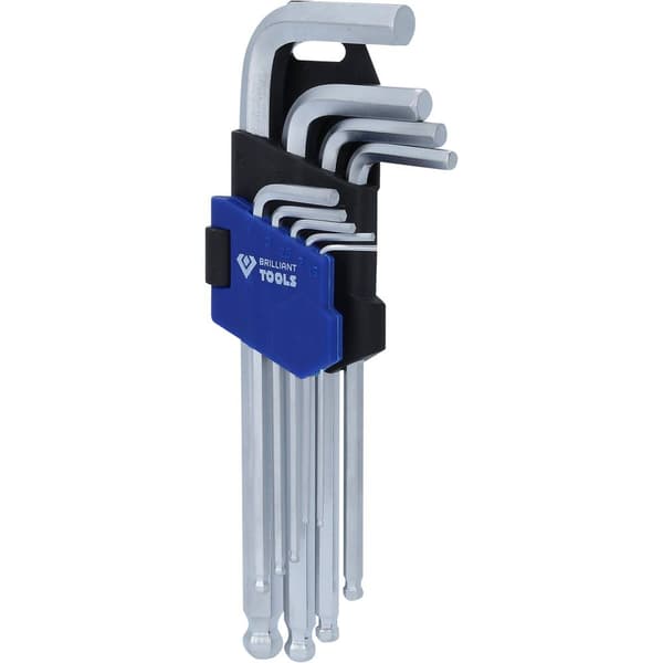 Brilliant Tools BT045009 Vinkelskruvmejselset 1.5 mm, 2 mm, 2.5 mm, 3 mm, 4 mm, 5 mm, 6 mm, 8 mm, 10 mm 9 delar