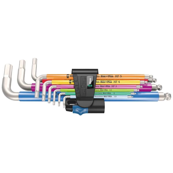 Wera 3950/9 Hex-Plus Multicolour HF Stainless 1 Inner-sexkantig Vinkelskruvmejselset 9 delar
