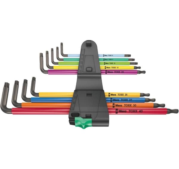 Wera L-nøglesæt multicolour XL til TORX skruer, lang version 967/9 TX XL