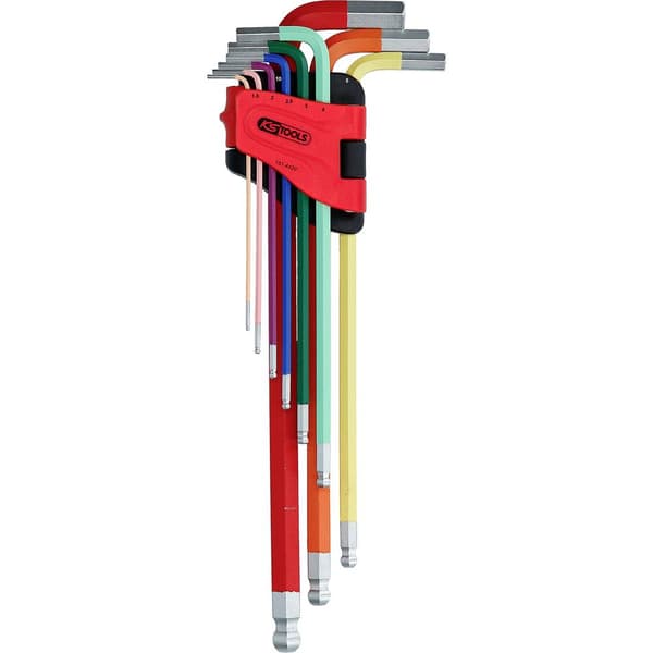 KS Tools 151.4420 Inner-sexkantig Vinkelskruvmejselset 1.5 mm, 2 mm, 2.5 mm, 3 mm, 4 mm, 5 mm, 6 mm, 8 mm, 10 mm 9 dela