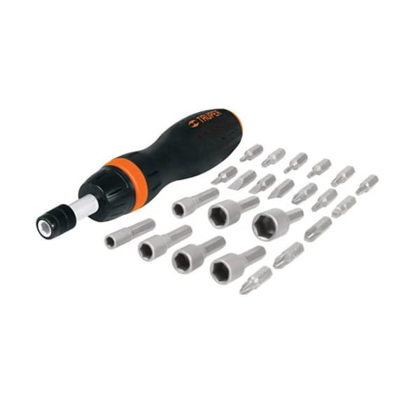 Skralleskrutrekker og bits sett 24stk Truper®