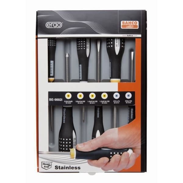 Bahco Set med 6 skruvmejslar i rostfritt stål, 450 g - BE-9882I