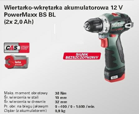 METABO BORE/DRIVER 12V 38Nm 2x2,0Ah BS BL 12