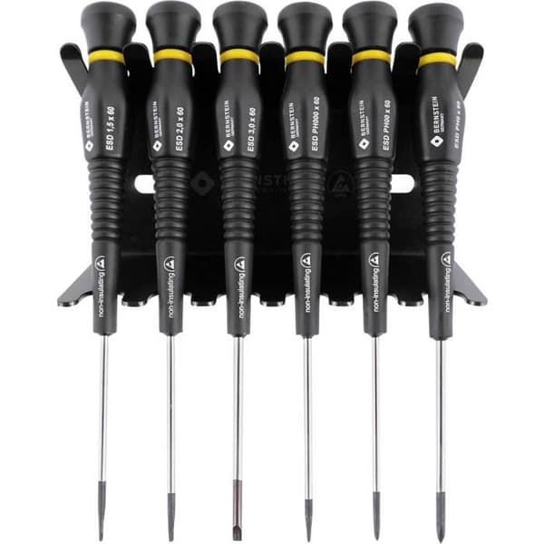 Bernstein Tools Anti-Static (ESD) Skruvmejsel Set - 6-delad slitsad, Phillips Phillips skruvmejsel - Svart