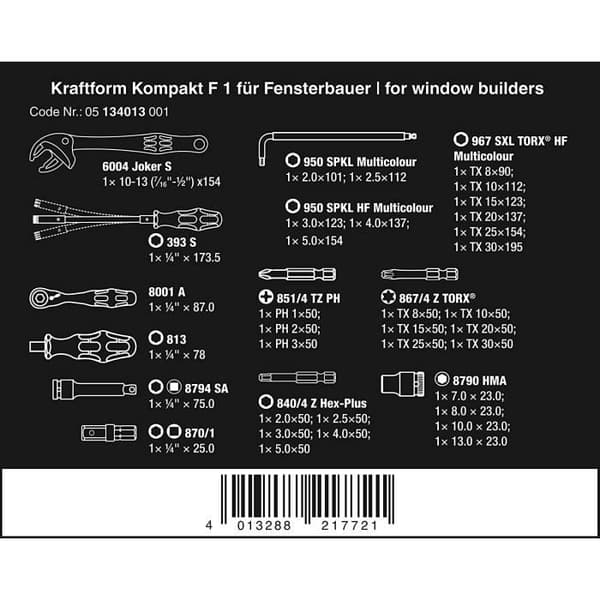 Wera Kraftform Kompakt F 1 Skruvmejselset, 35 delar - 05134013001