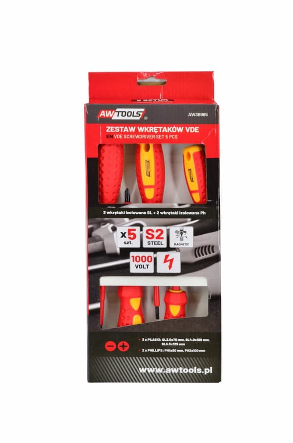AWTOOLS SET MED ISOLERADE SKRUVDRIVARE VDE S2 / 5 st.