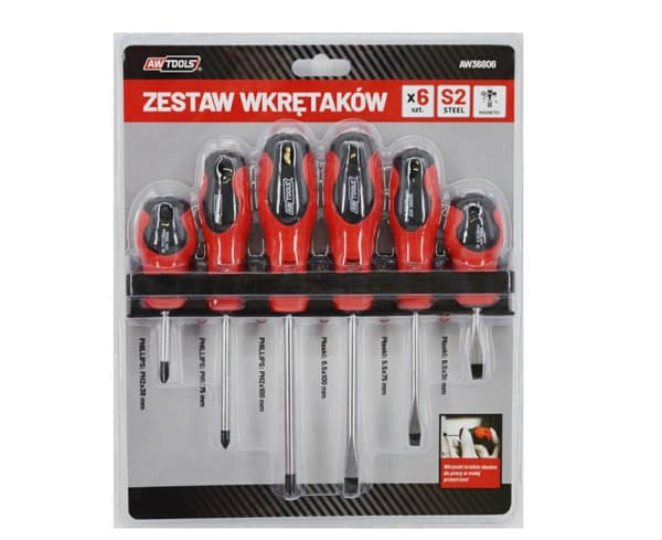 AWTOOLS SET MED SKRUVMECKARE PÅ HÄNGARE / BLISTER S2 / 6 st.