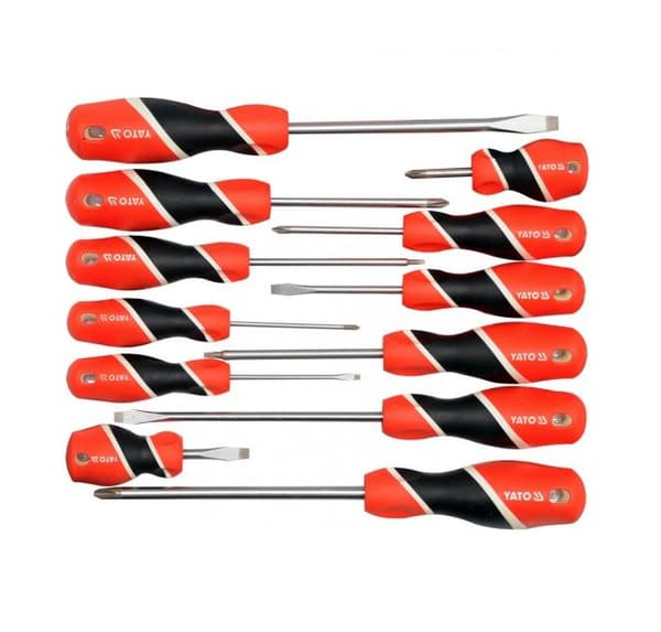 YATO SKRUVDRAGARE SET 12 st. PLATT / KORSA / KVADRATUR, S2 58 HRC, 25967