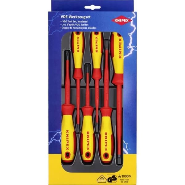 Skruvmejselset - KNIPEX - 00 20 12 V02 - slitsade skruvar - Phillips skruvar - 6 st.