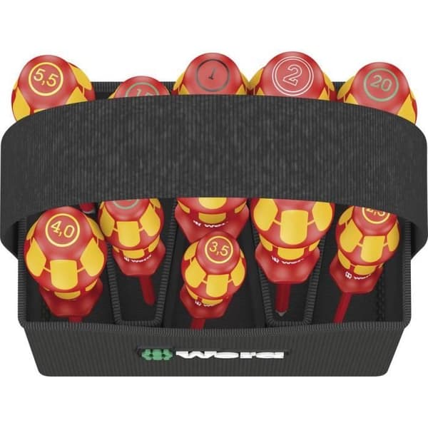 Wera Kraftform 2go 100 skruvmejselsats 05004310001 11 delar VDE spårskruvar, Pozidriv skruvar, Phillips Phillips, TORX®