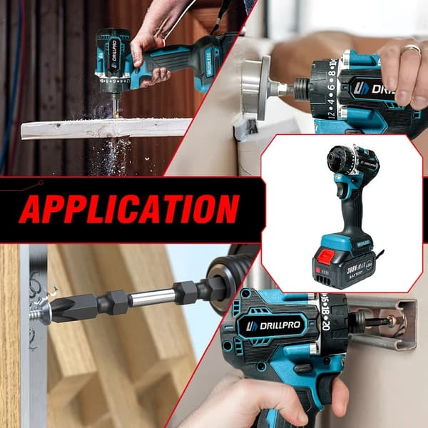 20+1 Gear Harjaton sähköinen ruuvimeisseli 1000W 4000rpm Yhteensopiva Makitan 20V akun kanssa, pitkäaikaiseen käyttöön, täydellinen raskaaseen käyttöö