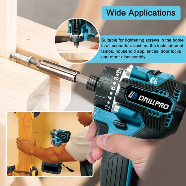 20+1 Gear Harjaton sähköinen ruuvimeisseli 1000W 4000rpm Yhteensopiva Makitan 20V akun kanssa, pitkäaikaiseen käyttöön, täydellinen raskaaseen käyttöö
