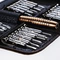 Miniatyrbild 4 av 4: Precisionsskruvmejselsats, 25 st miniskruvmejsel i läderfodral-reparationssats för PC, klocka, bärbar dator, 25in1