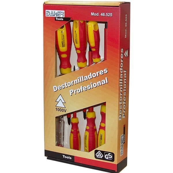 Professionell skruvmejselkit - ELECTRO DH - 7 delar - med spänningsprovare - elektriskt skydd