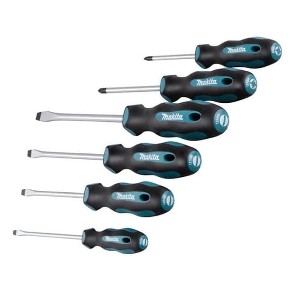 Set med 6 platta och Pozi-skruvmejslar - MAKITA E-10512 - 2 års garanti