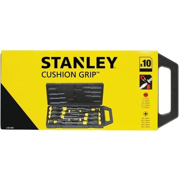 Stanley Cushion Grip Skruvmejsel - Set med 10st - PH Bits - Härdat stål - Magnetisk