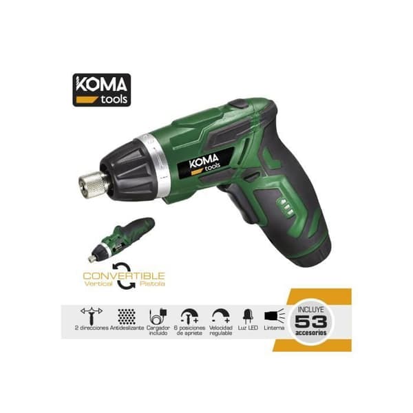 GENERISK - Skruvmejsel Med Vändbart Batteri 3,6v Litium 1300ma. Med 53 tillbehör 17,5x14,8cm Koma Tools
