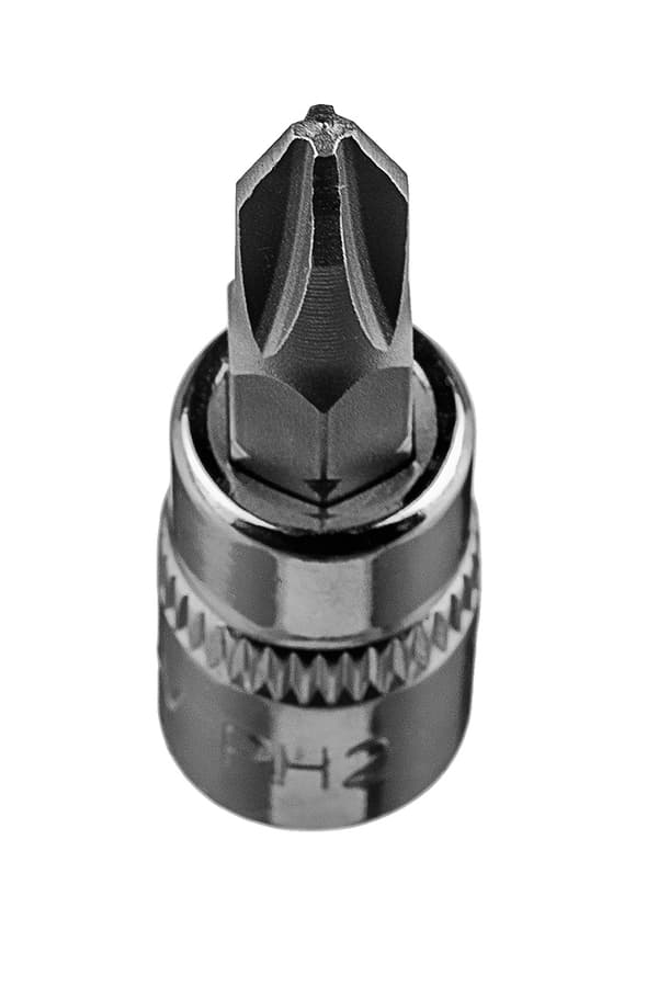 PH2 skruvmejselbits på 1/4" hylsa, kort, 37 mm