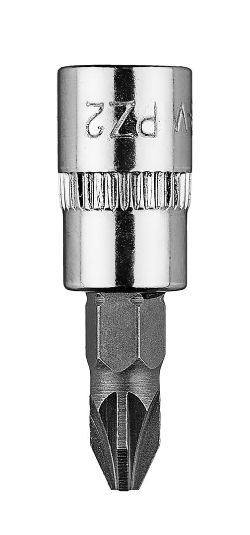PZ2 skruetrækker bit på 1/4" fatning, kort, 37 mm