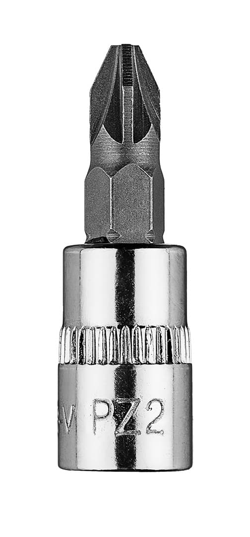 PZ2 skruetrækker bit på 1/4" fatning, kort, 37 mm