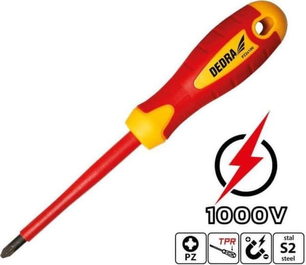 Tournevis Dedra - 06B021 - Isolerad skruvmejsel PZ1x80mm