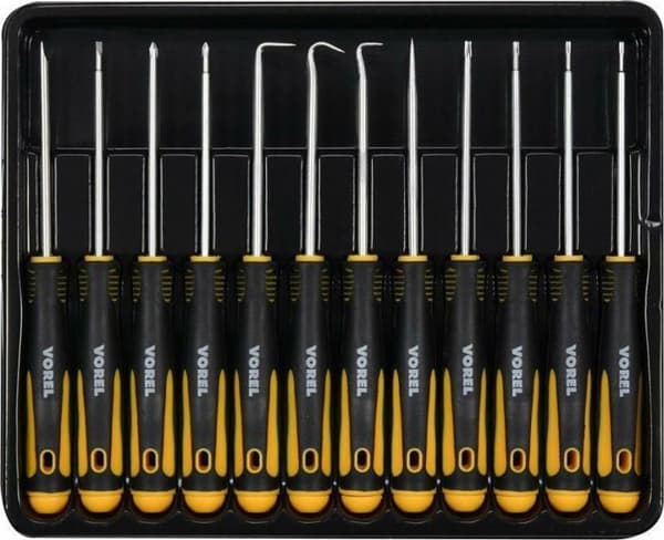 Tournevis Vorel - 64555 - PRECISION SCREWDRIVER AND HOOK SET 12 pcs. T