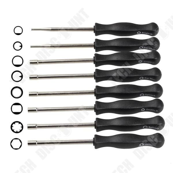 TD® 8-delad förgasare avstämningsverktygssats - Pac Man Bit Tuning Skruvmejsel - Enkel D - Dubbel D - Sexkant -21-tandssplinda