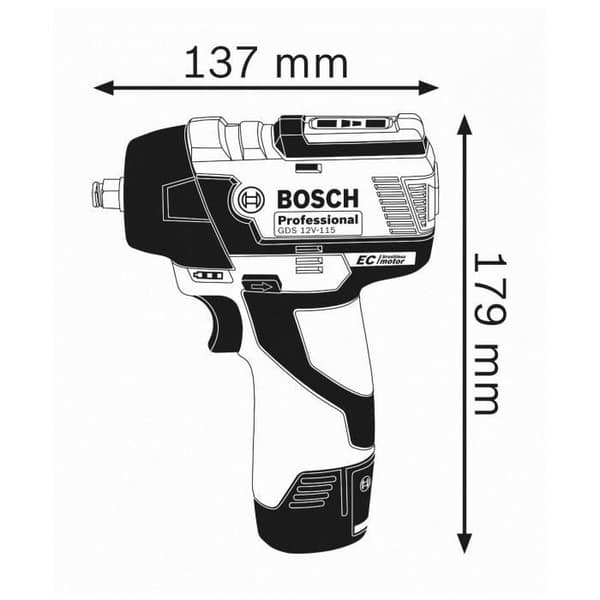 Skiftnyckel - BOSCH PROFESSIONAL - GDS 12V-115 - 115 Nm - 2 Ah - 2600 rpm
