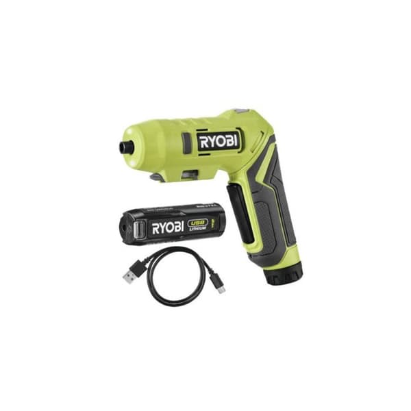 Skruvdragare 4V - RYOBI - RSDP4-120G - 5 Nm - 1 hastighet - LED - Snabbt vrid - USB-C - Batteri 2,0 Ah - 2 bitar