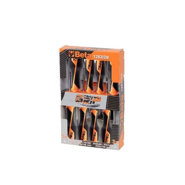 Set med 10 Betagrip 1263/D10 BETA skruvmejslar - Stål - 012630010