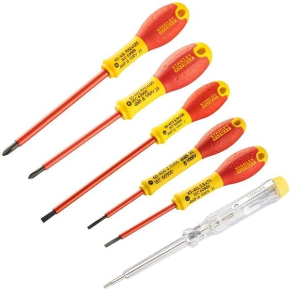 Set med 6 1000V isolerade skruvmejslar - STANLEY FATMAX - 0-65-441 - Elektriker + Philipps + Testare