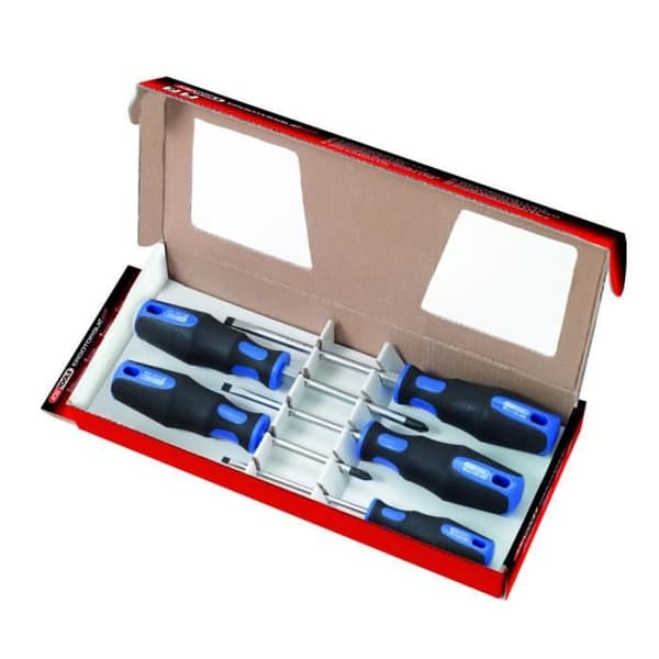 Set med 5 skruvmejslar - KS TOOLS - Platta spetsar - Kromvanadin