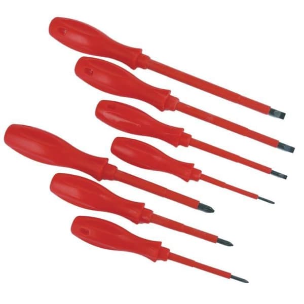 Elektrikerskruvmejsel - MANNESMANN - Set om 7 - Korsform - Röd