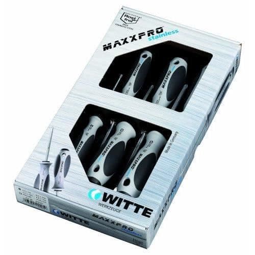Vitt Maxxpro Plus Phillips Set med 5 platta skruvmejslar i rostfritt stål - 670001